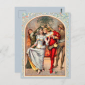 1886ミスタントーの下の中世コスチュームのカップル ポストカード (正面/裏面)