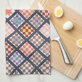1886年からのヴィンテージキルトの複製 キッチンタオル (四つ折り)