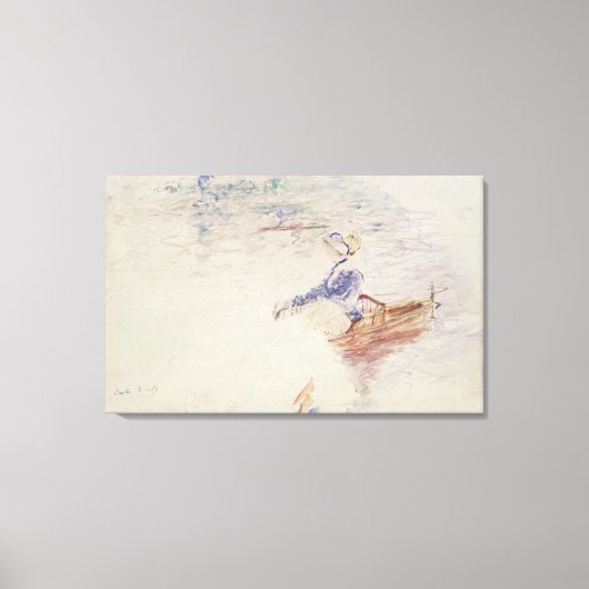 1886年にボートに乗った若い女性のスケッチ(caの場合はc) キャンバスプリント (正面)