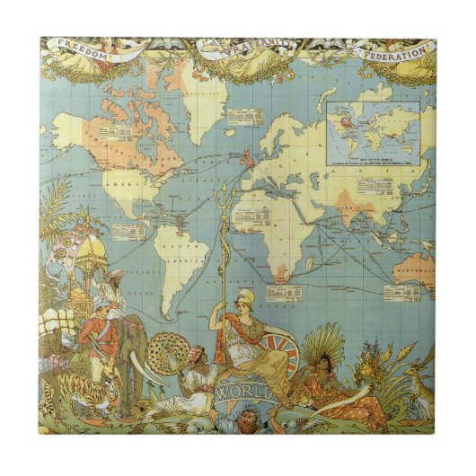 1886年のイギリス帝国 古地図, 1886 タイル (正面)