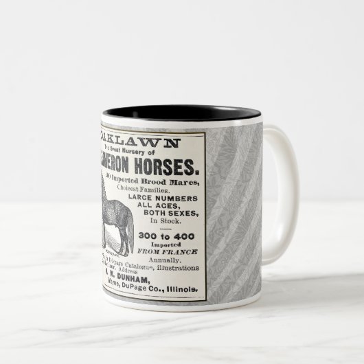 1886年のペルシュロンの馬の広告 ツートーンマグカップ (正面右)