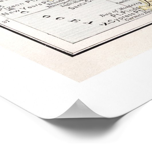 1886年のポスターからのカリフォルニアの地図 ポスター (角)