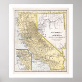 1886年のポスターからのカリフォルニアの地図 ポスター (正面)