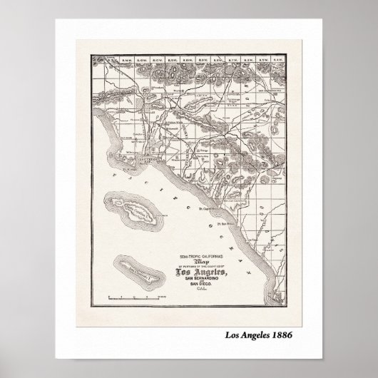 1886年のLA地図 ポスター (正面)