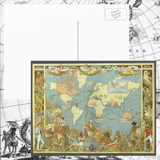 1886年イギリス帝国古地図 ポストカード