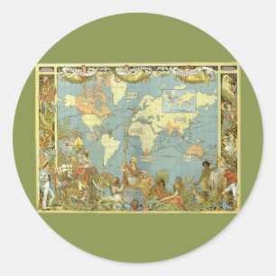 1886年イギリス帝国古地図 ラウンドシール