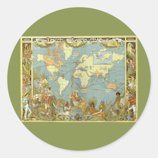 1886年イギリス帝国古地図 ラウンドシール (正面)