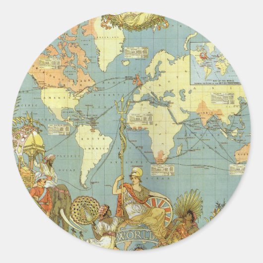 1886年イギリス帝国古地図 ラウンドシール (正面)