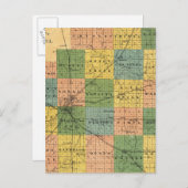 1886年イリノイ州マクリーン郡の地図 ポストカード (正面/裏面)