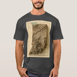 1886 Indianaレリーフ、 浮き彫りマップ3Dデジタルレンダリング Tシャツ
