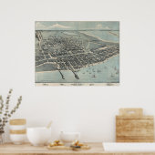 1887コーパスクリスティTXバードアイビューパノラママップ ポスター (キッチン)