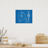 1887ハイホイーラー自転車デザイン特許プリント ポスター (キッチン)