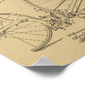 1887ヴィンテージ自転車デザイン特許プリント ポスター (角)