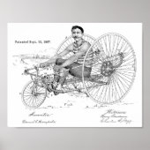 1887ヴィンテージ自転車三輪車特許プリント ポスター (正面)