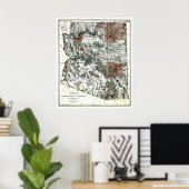 1887年のアリゾナ州地図 ポスター (ホームオフィス)