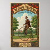 1887年 ビンテージ ビクトリアン 自転車 広告 ポスター (正面)