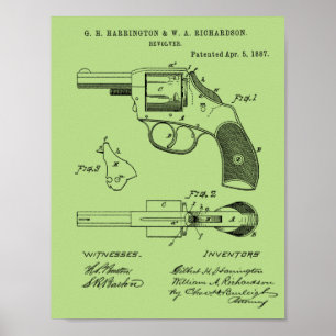 1887銃拳銃の特許芸術スケッチプリント ポスター