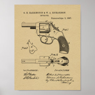 1887銃拳銃の特許芸術スケッチプリント ポスター