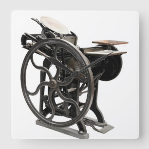 1888クロックからアンティークレタープレス機 スクエア壁時計