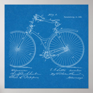 1888ヴィンテージ自転車デザイン特許プリント ポスター
