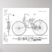 1888ヴィンテージ自転車デザイン特許プリント ポスター (正面)