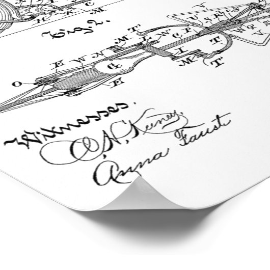 1888ヴィンテージ自転車デザイン特許プリント ポスター (角)