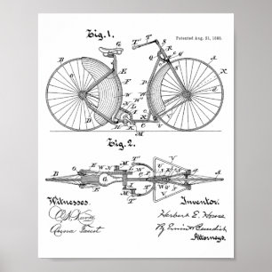 1888ヴィンテージ自転車デザイン特許プリント ポスター