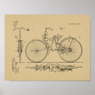1888ヴィンテージ自転車デザイン特許プリント ポスター