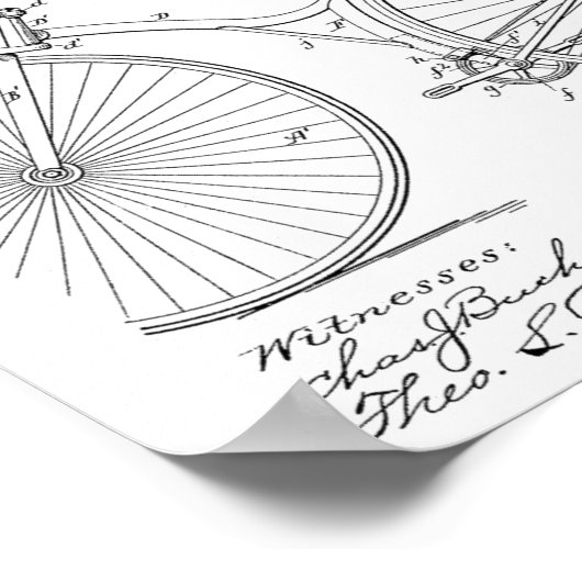 1888ヴィンテージ自転車デザイン特許プリント ポスター (角)