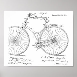 1888ヴィンテージ自転車デザイン特許プリント ポスター