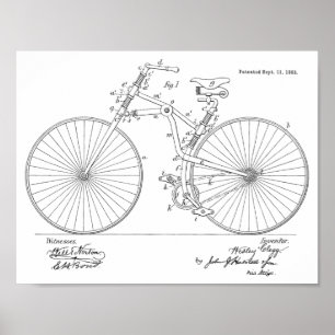 1888ヴィンテージ自転車デザイン特許プリント ポスター