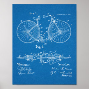 1888ヴィンテージ自転車デザイン特許プリント ポスター
