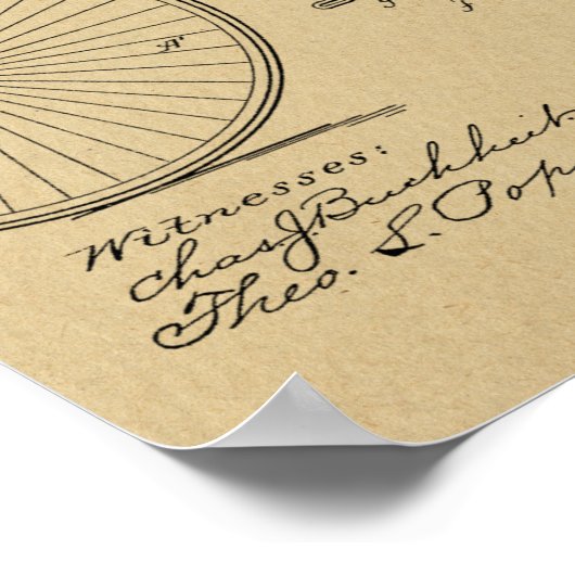 1888ヴィンテージ自転車デザイン特許プリント ポスター (角)