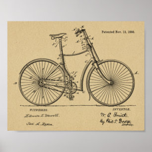 1888ヴィンテージ自転車ハンドブレーキ特許プリント ポスター