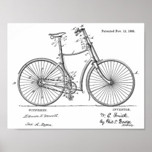 1888ヴィンテージ自転車特許プリント ポスター