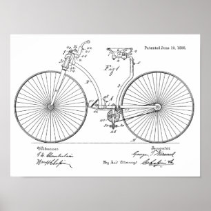 1888ヴィンテージ自転車特許プリント ポスター