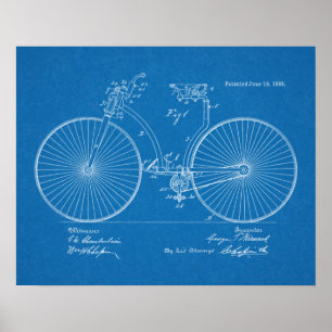 1888ヴィンテージ自転車特許青写真アートプリント ポスター