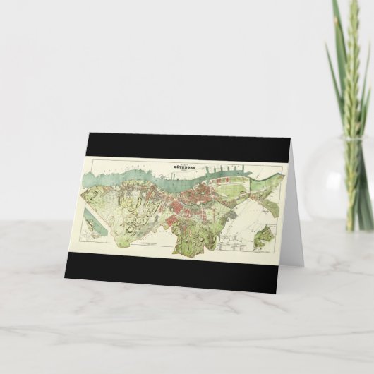 1888年ルドヴィグ・シモンによるスウェーデンのゴテンブルクの地図 カード (正面)