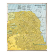 1888年ヴィンテージの詳細なゴールデン・サンフランシスコ地図