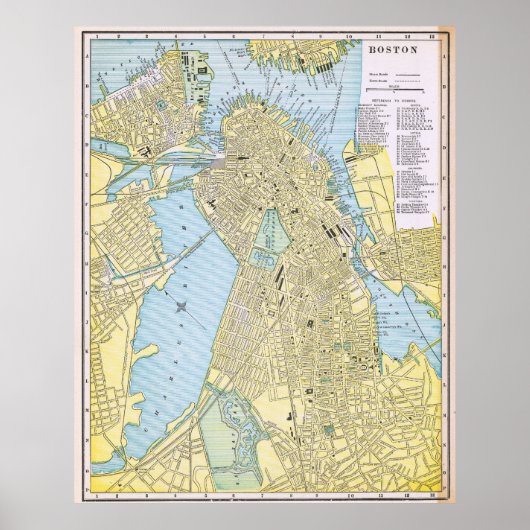 1888年 ボストン 古地図 ポスター (正面)
