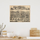 1888 Lonsdale, Lincoln, RI Birds Eyeパノラママップ ポスター (キッチン)