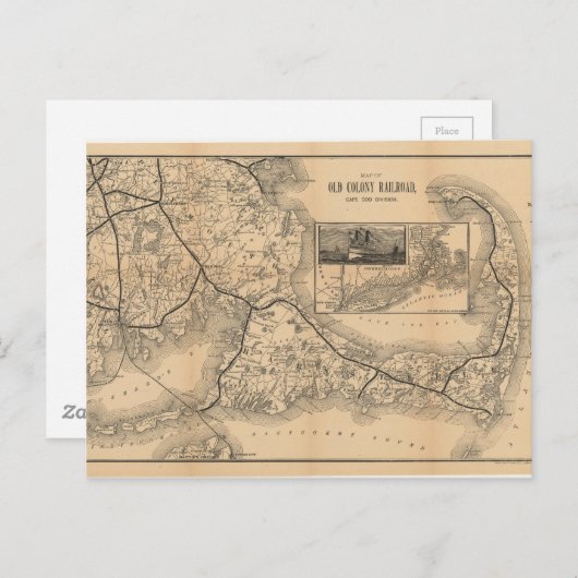1888_Old_Colony_Railroad_Cape_Cod_map ポストカード (正面/裏面)