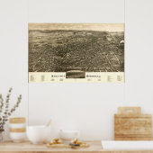 1888 Saratoga春, NY Birds Eyeパノラママップ ポスター (キッチン)