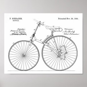 1889チェーンレス自転車特許スケッチプリント ポスター