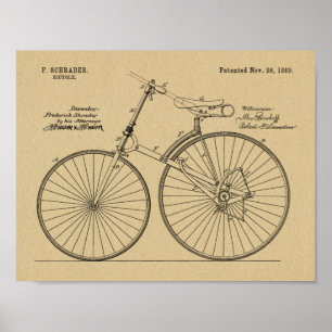 1889チェーンレス自転車特許スケッチプリント ポスター