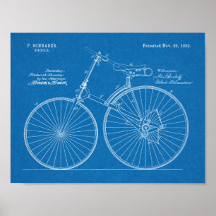 1889チェーンレス自転車特許スケッチプリント ポスター
