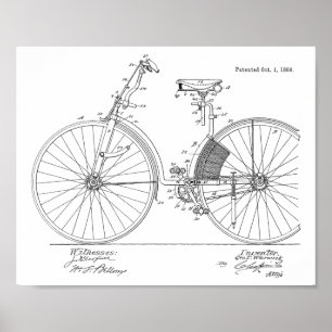 1889ヴィンテージ自転車特許プリント ポスター
