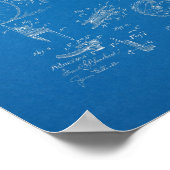 1889ヴィンテージ自転車特許青写真アートプリント ポスター (角)