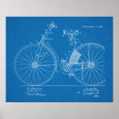 1889ヴィンテージ自転車特許青写真アートプリント ポスター (正面)