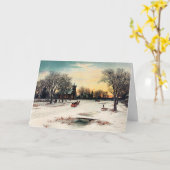 1889年のクリスマスイブ、ヴィンテージ絵画 カード (黄色い花)